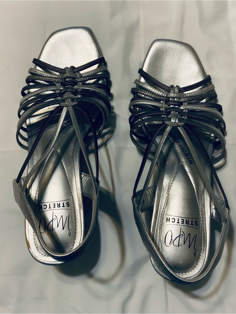 Silver Impo Eden Dress Sandals Kitten Heel Strappy Sling back Size 8